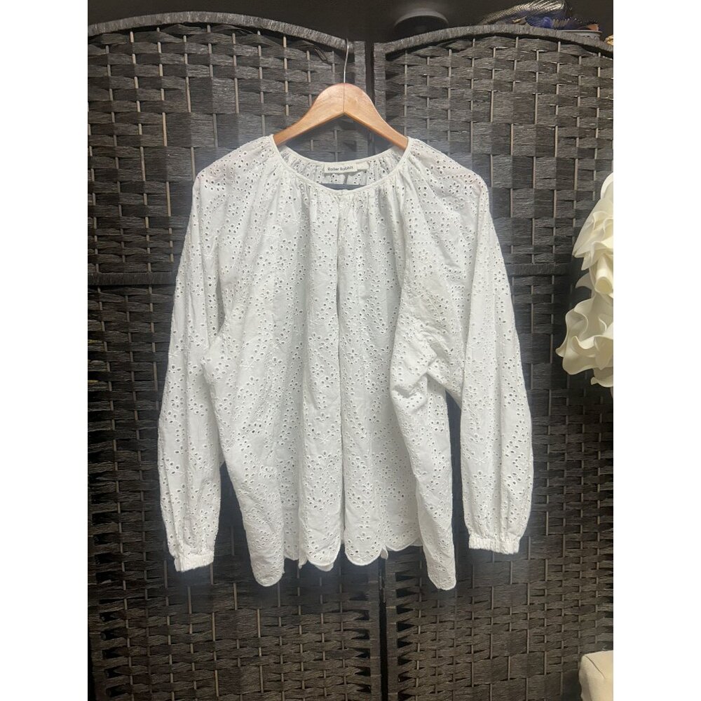 Roller Rabbit Oversized Eyelet Button Front Blous… - image 2